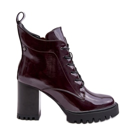 S.Barski Stivaletti in vernice, isolati Bordeaux D&amp;A MR870-54 rosso