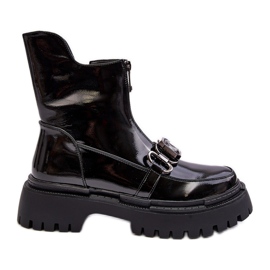 S.Barski Stivali con cerniera da donna in vernice D&amp;A MR870-94 Neri nero