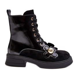 S.Barski Stivaletti con cerniera da donna alla moda con decorazioni D&amp;A MR870-76 Nero
