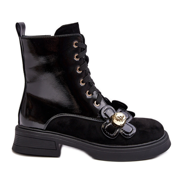 S.Barski Stivaletti con cerniera da donna alla moda con decorazioni D&amp;A MR870-76 Nero