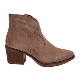 S.Barski Stivali da cowboy in pelle scamosciata con cerniera D&amp;A SN622-29 Beige scuro