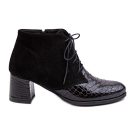 PA2 Stivaletti Tacco Basso da Donna, Fantasia Snake, Nero Ebba