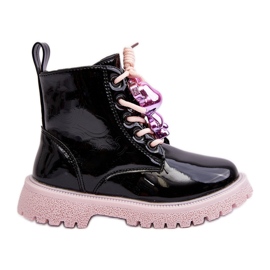 Miss Stivali isolanti in vernice per bambini con decorazione, Bunnyjoy nero e rosa