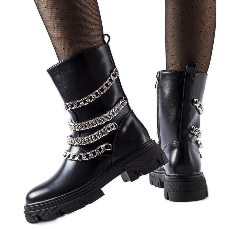 Stivaletti neri con catene decorative Bacco nero