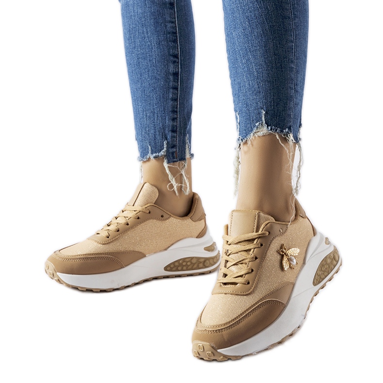 Sneakers bianche e marroni con filo decorativo Acciano marrone