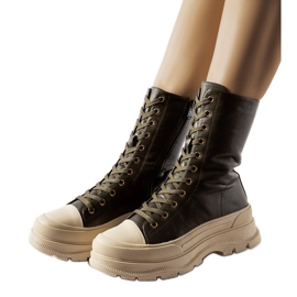 Scarpe Giselda verde scuro con suola spessa