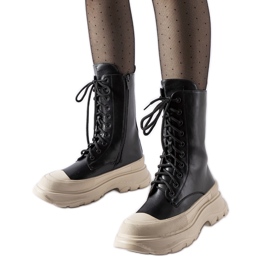 Scarpe da lavoro nere con suola spessa Crosia beige nero