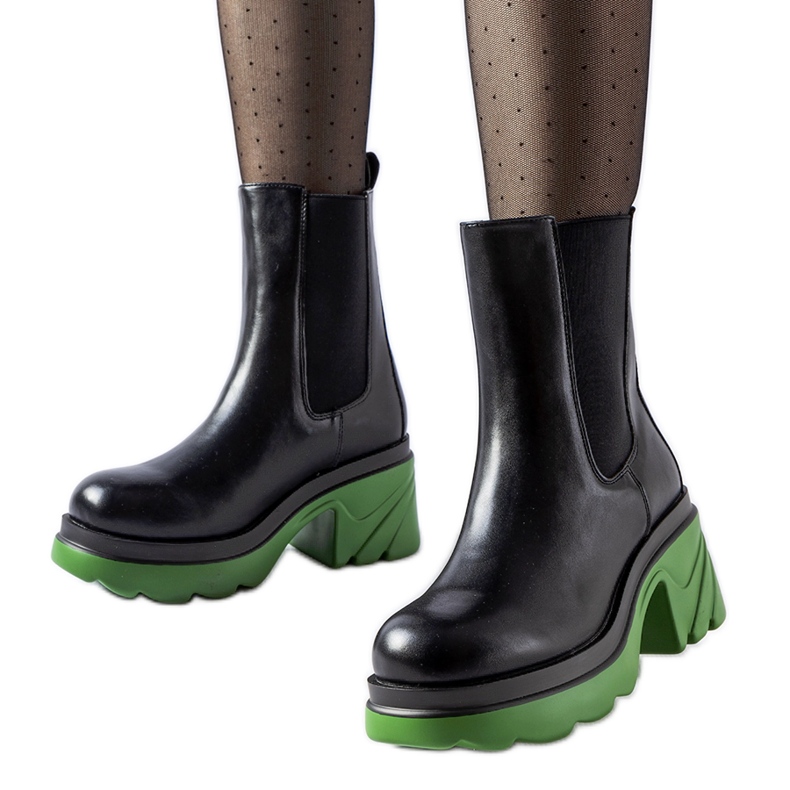 Stivaletti isolanti neri con tacco Tirano verde nero