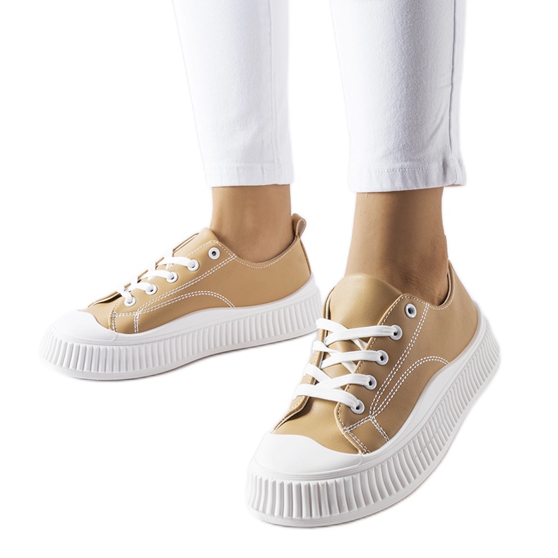 Sneaker Erbezzo con plateau beige