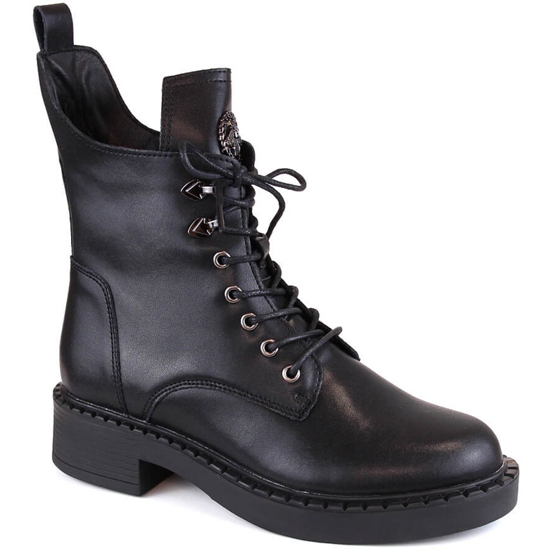 Stivali da donna in pelle con lacci e cerniera, isolanti, neri, T.Sokolski 712 nero