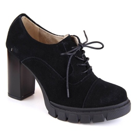 Scarpe da donna in camoscio nero con tacco alto e plateau, Filippo DP4918
