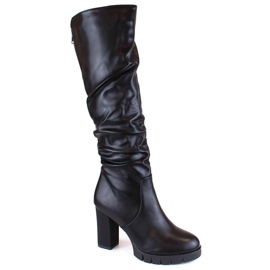 Stivali da donna neri stropicciati e isolanti con tacco alto neri Filippo DKZ4814 nero