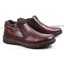 Stivali marroni isolanti da uomo impermeabili in pelle Rieker B0392-25 marrone