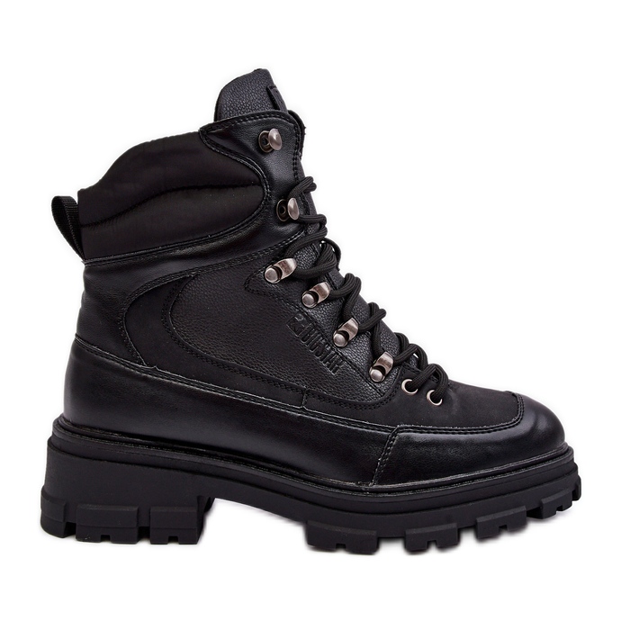 Stivaletti stringati isolati da donna neri Big Star MM274663 nero