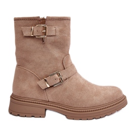 Stivali Bassi Da Donna Con Fibbie, Bliggore Beige