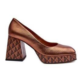 Décolleté in Pelle con Tacco Alto Laura Messi 259/819-821 Rame marrone