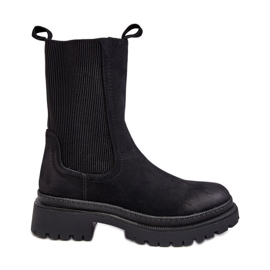 PE1 Stivaletti Chelsea da donna con cerniera, Nero Samil