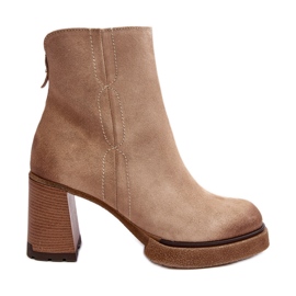 Stivaletti da Donna in Camoscio con Tacco Alto Beige Lemar Remilda