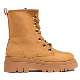 Lavoratori da donna in pelle scamosciata di cammello Shelovet marrone