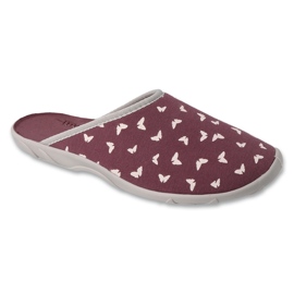 Ciabatte da donna Befado 235D193, bordeaux con farfalle rosso