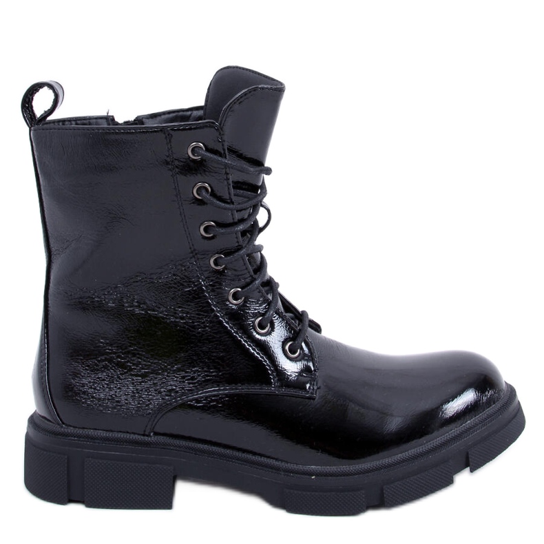 Stivali stringati laccati di Neil Black nero
