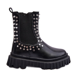 Stivaletti Chelsea da bambina decorati con strass, Nero Adelie