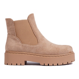Stivaletti Shelovet Chelsea da donna in camoscio beige