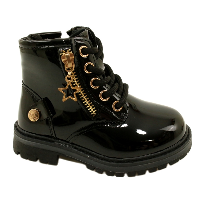 Miss Stivali da ragazza in vernice, stella 23DZ23-6593, neri nero