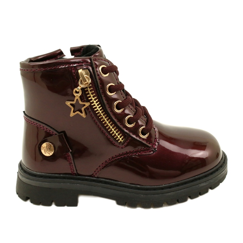 Miss Stivali da bambina, vernice, stella 23DZ23-6593, bordeaux rosso