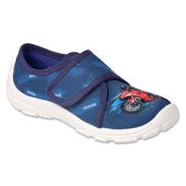 Pantofole per bambini Befado 974Y533 blu con una moto