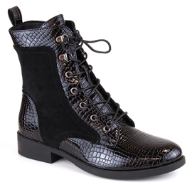 Stivali da donna con tacco piatto, isolanti, neri Filippo DBT4823 nero