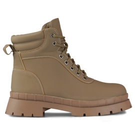 Stivaletti stringati da donna marroni beige