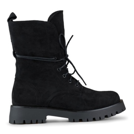 Stivali da lavoro da donna stringati in pelle scamosciata nera beige
