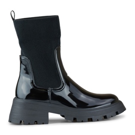 Scarpe da lavoro in vernice nera con tomaia flessibile nero