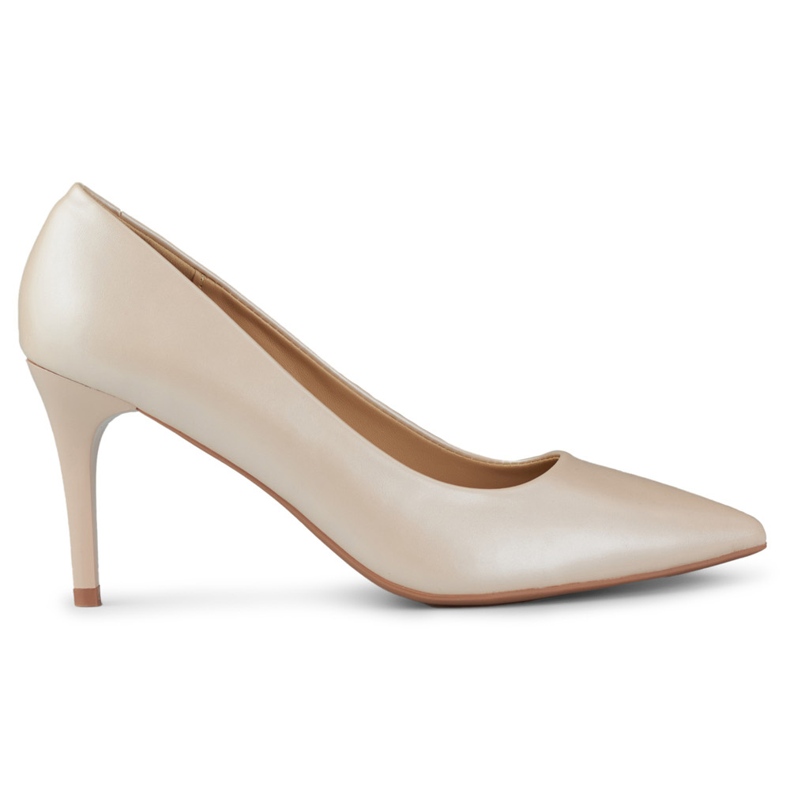 Scarpe basse da donna con tacco cipria beige