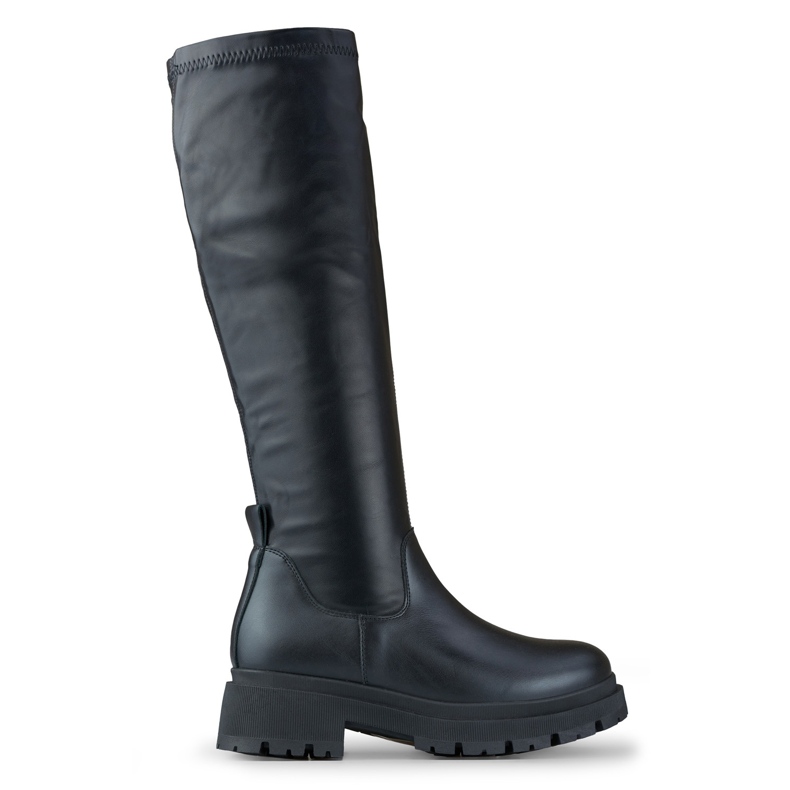 Stivali da donna elastici neri realizzati in ecopelle nero