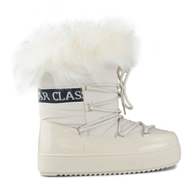 Doposci da donna beige con pelliccia decorativa