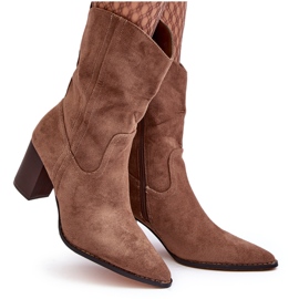 WD1 Stivali Da Cowboy Da Donna Con Tacco Alto, Danell Beige Scuro