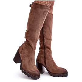 Vinceza Stivali con tacco alto isolanti beige scuro da donna di Alzeta