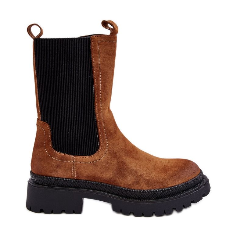 Stivaletti Chelsea Camel Samil da donna con cerniera marrone