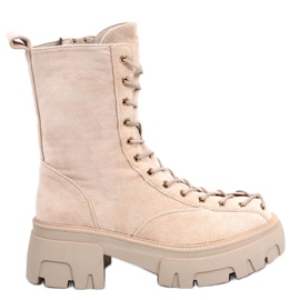 Stivali stringati da donna Wayne Beige