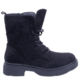 Stivali stringati Lavey in camoscio nero