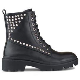 Operai rock da donna realizzati in ecopelle nero