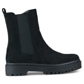 Stivaletti da donna in camoscio nero con suola spessa