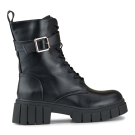 Eleganti scarpe da lavoro da donna nere con suola spessa nero