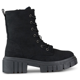 Stivaletti da donna stringati in camoscio nero