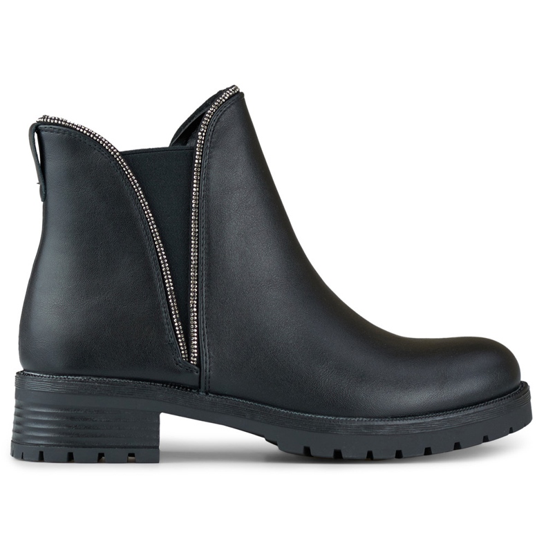 Stivaletti Chelsea da donna con tomaia elastica decorativa nero