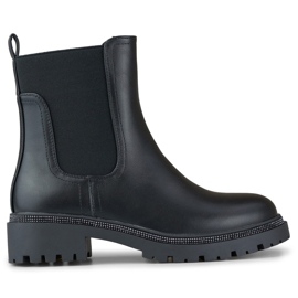 Stivaletti Chelsea neri da donna realizzati in ecopelle con suola decorativa nero