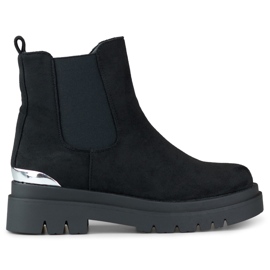 Stivaletti Chelsea da donna in pelle scamosciata con decorazione argento nero
