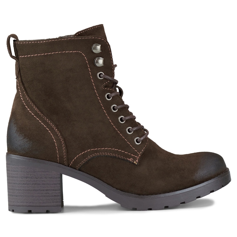 Stivaletti da donna stringati in camoscio marrone
